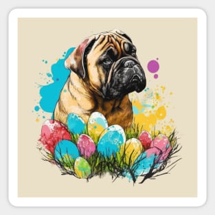 Bullmastiff Floral Easter Egg Watercolor Splatter Painting Dog Lover Pet Owner  Art Sticker